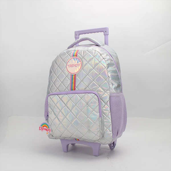 MOCHILA CARRO TRENDY 28032 PLATEADO CON LILA - Imagen 2