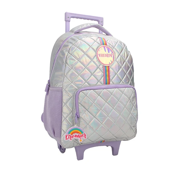 MOCHILA CARRO TRENDY 28032 PLATEADO CON LILA - Imagen 5