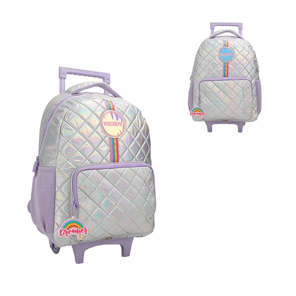 MOCHILA CARRO TRENDY 28032 PLATEADO CON LILA
